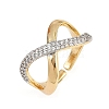 Brass Micro Pave Cubic Zirconia Cuff Rings RJEW-D326-03G-4