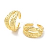 Textured Brass Open Cuff Rings for Women RJEW-E292-12G-1