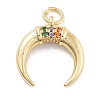 Moon Theme Rack Plating Brass Micro Pave Cubic Zirconia Pendants KK-Z071-52G-03-1