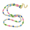 Brass Enamel Column Link Chain Necklaces NJEW-H039-10B-05G-2