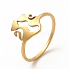 304 Stainless Steel Double Cat Finger Ring for Women RJEW-K239-04G-3