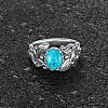 Zinc Alloy with Synthetic Turquoise Finger Rings FS-WGE57A9-01-2