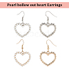 ANATTASOUL 2 Pairs 2 Colors Plastic Imitation Pearl Hollow Out Heart Dangle Earrings EJEW-AN0001-90-3