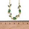 Brass Pave Cubic Zirconia Rose Flower Link Cable Chain Necklaces for Women NJEW-C121-05B-08G-5