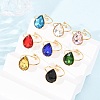 304 Stainless Steel with Glass Cuff Rings for Women RJEW-K309-41A-1