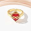 Brass & Glass Cuff Open Rings for Women KK-CBA760A-01C-G-2