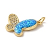 Rack Plating Brass Micro Pave Cubic Zirconia with Synthetic Opal Pendants KK-D088-07G-3