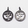 Flat Round Brass Micro Pave Grade AAA Cubic Zirconia Pendants ZIRC-O022-40B-NR-1