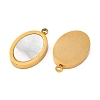 Ion Plating(IP) 304 Stainless Steel Pave Natural Shell Pendants STAS-Z100-02G-01-2