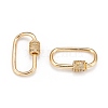 Brass Micro Pave Clear Cubic Zirconia Screw Carabiner Lock Charms ZIRC-T010-10G-2