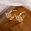 Brass Micro Pave Clear Cubic Zirconia Hoop Earrings PW-WG3D48F-03-1