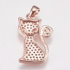 Brass Micro Pave Cubic Zirconia Kitten Pendants ZIRC-E145-28RG-2