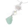 Nuggets Natural Green Fluorite & Glass Round Pendant Decorations HJEW-JM02123-02-4