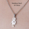 Non-Tarnish 201 Stainless Steel Robot with Heart Pendant Necklace NJEW-OY001-04-3