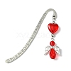 Glass Bead Heart Angel Bookmarks AJEW-JK00276-03-1