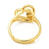 Heart with Letter Rack Plating Brass Micro Pave Cubic Zirconia Adjustable Rings for Women RJEW-I105-06G-J-3
