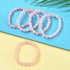 Natural Rose Quartz Bead Stretch Bracelets X-BJEW-K212-B-045-1