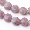 Dyed Flat Round Natural Pink Tourmaline Beads Strands G-K089-A-02-1