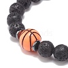 Natural Lava Rock & Synthetic Hematite & Acrylic Beaded Stretch Bracelet BJEW-JB08553-6