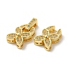 Rack Plating Brass Micro Pave Clear Cubic Zirconia Fold Over Clasps KK-E084-03G-2