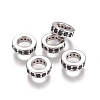 Brass Cubic Zirconia Rondelle European Beads KK-E772-02E-P-2