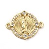 Rack Plating Brass Pave Clear Cubic Zirconia Connector Charms KK-F847-01G-1