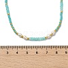 Boho Natural Cultured Freshwater Pearl & Round Seed Beaded Braided Necklaces for Women NJEW-JN06187-02-4