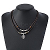 Double Woven Alloy Pendants Necklace PW-WG31E2E-01-3