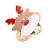 Christmas Theme Alloy Enamel Open Cuff Ring RJEW-C106-02A-KCG-1