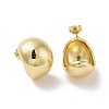 Rack Plating Brass Half Round Stud Earrings X-EJEW-G315-07G-2
