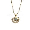 Brass Micro Pave Clear Cubic Zirconia Evil Eye Pendant Ball Chain Necklaces for Women WG5209A-01-2