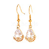 Elegant Brass Teardrop Flower Basket Dangle Earrings PV0025-5