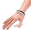 2Pcs 2 Style Natural Golden Sheen Obsidia & White Jade Stretch Bracelets Set with Alloy Yin Yang Charms BJEW-JB08446-3