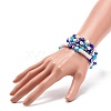 4Pcs 4 Style Lampwork Evil Eye & Plastic Pearl Stretch Bracelets Set BJEW-JB08386-3