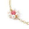 Shell Pearl & Acrylic Beads Flower Link Bracelets X1-BJEW-TA00003-04-4