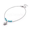 Synthetic Turquoise Charms Anklets AJEW-AN00234-04-1