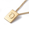 Titanium Steel Initial Letter Rectangle Pendant Necklace for Men Women NJEW-E090-01G-04-1