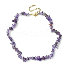 Natural Amethyst Chips Beaded Necklace NJEW-FZ00004-09