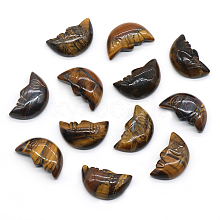 Carveing Face Crescent Moon Natural Tiger Eye Display Decorations MATO-PW0001-015D