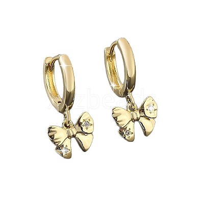 Brass Micro Pave Cubic Zirconia Bowknot Hoop Dangle Earrings for Women WG84F56-01-1
