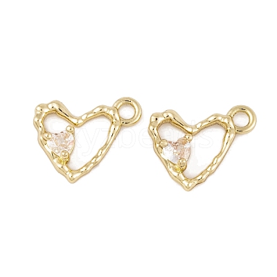 Brass Micro Pave Clear Cubic Zirconia Charms KK-L212-19G-1