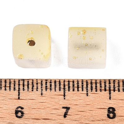 Frosted Glass Beads with Golden Glitter Powder LS-DGLA-NH001-8mm-01A-1