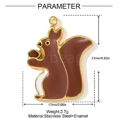 304 Stainless Steel Enamel Pendants STAS-OY003-77G-1
