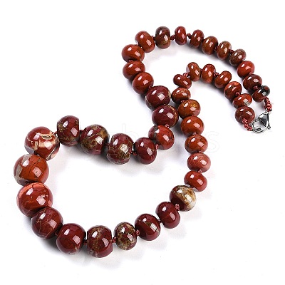 Natural Red Rainbow Jasper Rondelle Graduated Beaded Necklaces for Women Men NJEW-K388-02T-1