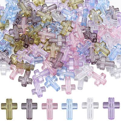 120Pcs 6 Colors Transparent Plastic Beads KY-SC0002-15-1