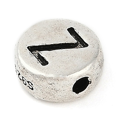 925 Sterling Silver Flat Round with Letter Beads LS-STER-G044-01AS-Z-1