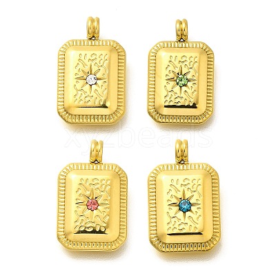 304 Stainless Steel Rhinestone Pendants STAS-M109-09G-1