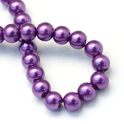 Baking Paint Pearlized Glass Pearl Round Bead Strands HY-Q003-10mm-37-1