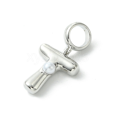 Rack Plating Brass with ABS Plastic Pearl European Dangle Charms KK-G501-02T-P-1