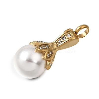 304 Stainless Steel & ABS Plastic Pearl Memorial Pendants PL-CBA387B-01G-1